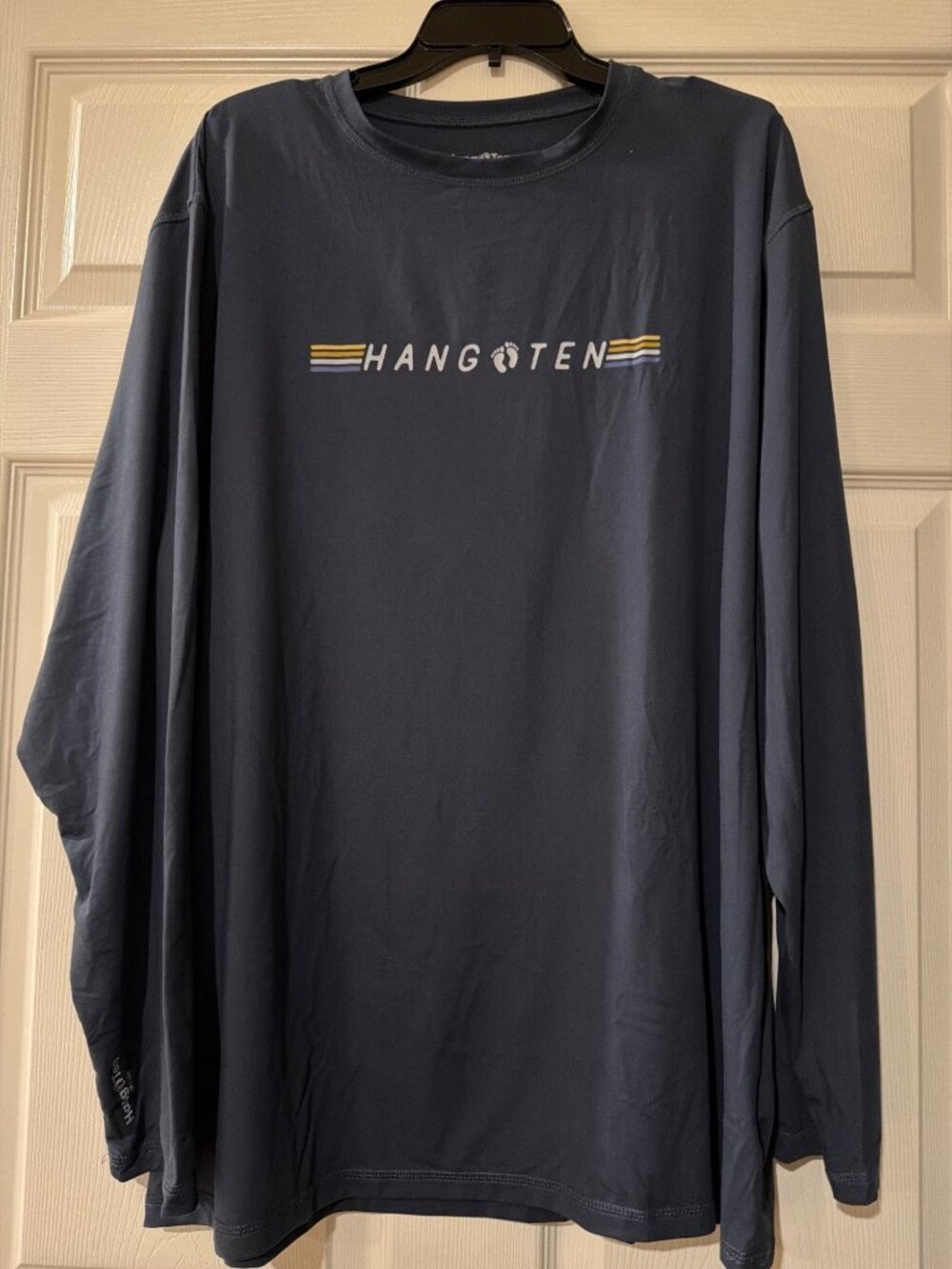 Hang Ten Mens Long Sleeve UV Protection Shirt XXL Blue Polyester Spandex Blend